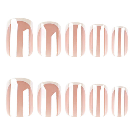 Press-on Nails for Daily Wear, Events, & DIY Manicures, Reusable & Easy to Apply At Home (Nude pink and metallic silver-white)