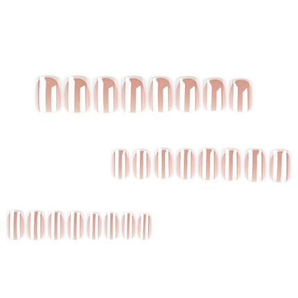 Press-on Nails for Daily Wear, Events, & DIY Manicures, Reusable & Easy to Apply At Home (Nude pink and metallic silver-white)