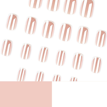 Press-on Nails for Daily Wear, Events, & DIY Manicures, Reusable & Easy to Apply At Home (Nude pink and metallic silver-white)
