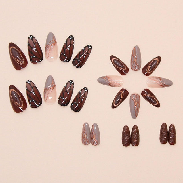 Reusable Press-On Nails for Daily Wear, Parties, and Special Occasions (Brown)