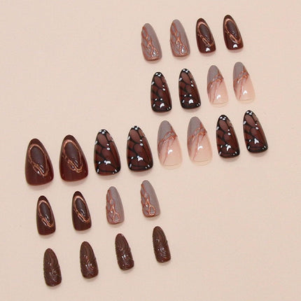 Reusable Press-On Nails for Daily Wear, Parties, and Special Occasions (Brown)
