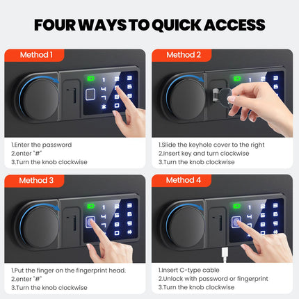 Wendlon Touch Screen Safe Box with Silent Mode, Backlit Keypad, LED Light, Anti-Rust & Anti-Theft, Home/Office, 25×35×25 cm, Black