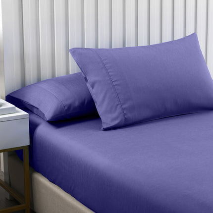 Royal Comfort 2000TC 3 Piece Fitted Sheet and Pillowcase Set Bamboo Cooling - King - Royal Blue.