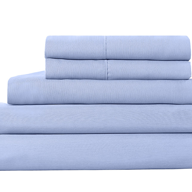 Royal Comfort 2000TC 6 Piece Bamboo Sheet & Quilt Cover Set Cooling Breathable - Queen - Light Blue.