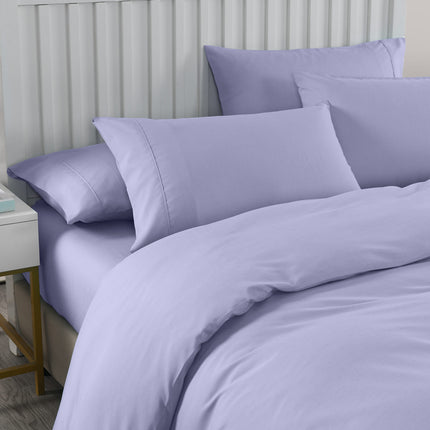 Royal Comfort 2000TC 6 Piece Bamboo Sheet & Quilt Cover Set Cooling Breathable - Queen - Lilac Grey.