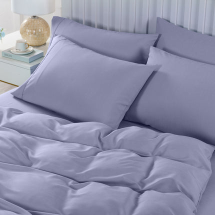 Royal Comfort 2000TC 6 Piece Bamboo Sheet & Quilt Cover Set Cooling Breathable - Queen - Lilac Grey.