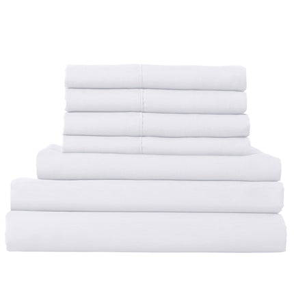 Royal Comfort 2000TC 6 Piece Bamboo Sheet & Quilt Cover Set Cooling Breathable - Queen - White.