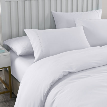Royal Comfort 2000TC 6 Piece Bamboo Sheet & Quilt Cover Set Cooling Breathable - Queen - White.