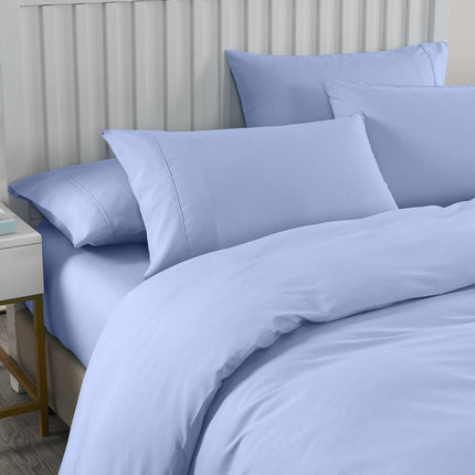 Royal Comfort 2000TC 6 Piece Bamboo Sheet & Quilt Cover Set Cooling Breathable - King - Light Blue.