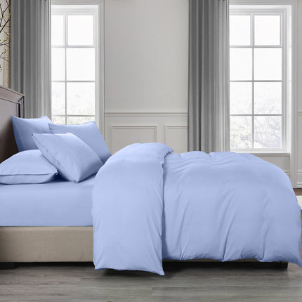 Royal Comfort 2000TC 6 Piece Bamboo Sheet & Quilt Cover Set Cooling Breathable - King - Light Blue.