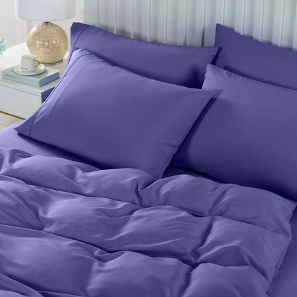 Royal Comfort 2000TC 6 Piece Bamboo Sheet & Quilt Cover Set Cooling Breathable - King - Royal Blue.