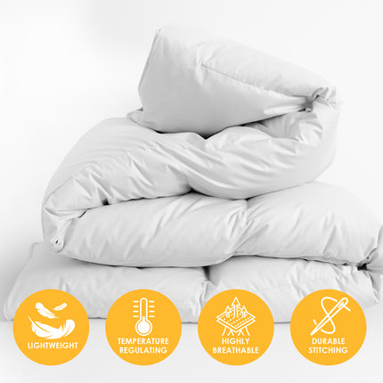 Casa Decor Silk Touch Quilt 360GSM All Seasons Antibacterial Hypoallergenic - Double - White.