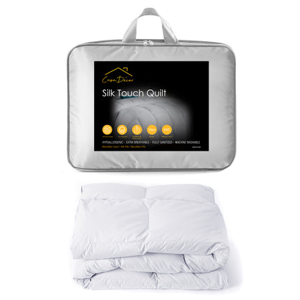 Casa Decor Silk Touch Quilt 360GSM All Seasons Antibacterial Hypoallergenic - Double - White.