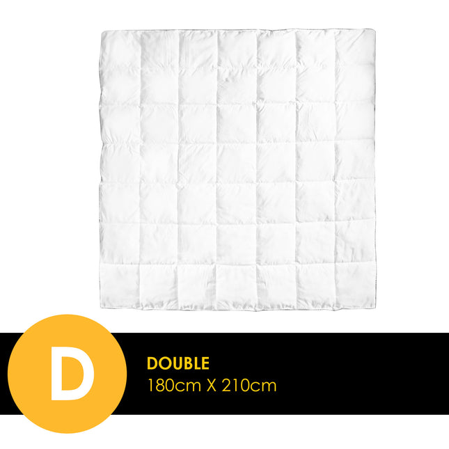 Royal Comfort Bamboo Blend Quilt 250GSM Luxury  Duvet 100% Cotton Cover - Double - White.