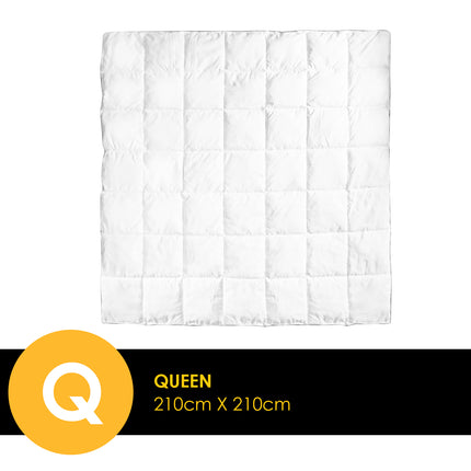 Royal Comfort Bamboo Blend Quilt 250GSM Luxury  Duvet 100% Cotton Cover - Queen - White.