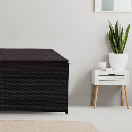 Arcadia Furniture Outdoor Rattan Storage Box Garden Toy Tools Shed UV Resistant - Black.