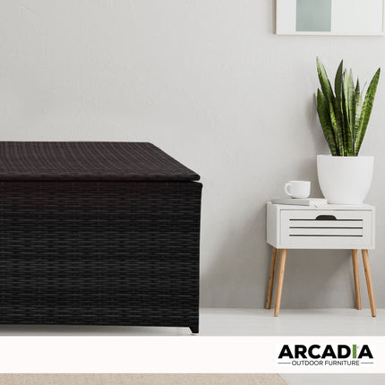 Arcadia Furniture Outdoor Rattan Storage Box Garden Toy Tools Shed UV Resistant - Black.