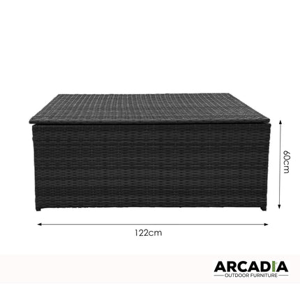 Arcadia Furniture Outdoor Rattan Storage Box Garden Toy Tools Shed UV Resistant - Black.