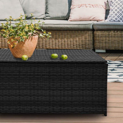 Arcadia Furniture Outdoor Rattan Storage Box Garden Toy Tools Shed UV Resistant - Black.