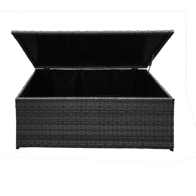 Arcadia Furniture Outdoor Rattan Storage Box Garden Toy Tools Shed UV Resistant - Black.
