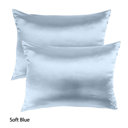 Royal Comfort Mulberry Soft Silk Hypoallergenic Pillowcase Twin Pack 51 x 76cm - Soft Blue.