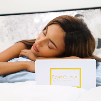 Royal Comfort Mulberry Soft Silk Hypoallergenic Pillowcase Twin Pack 51 x 76cm - Soft Blue.