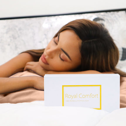 Royal Comfort Pure Silk Pillow Case 100% Mulberry Silk Hypoallergenic Pillowcase - Champagne Pink.