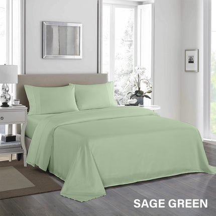 Royal Comfort 1200 Thread Count Sheet Set 4 Piece Ultra Soft Satin Weave Finish - Queen - Sage Green.