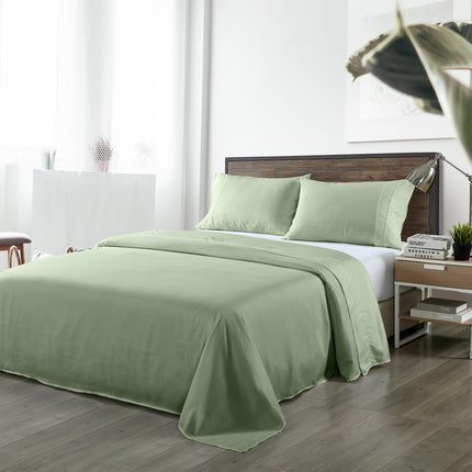 Royal Comfort Bamboo Blended Sheet & Pillowcases Set 1000TC Ultra Soft Bedding - Queen - Sage Green.