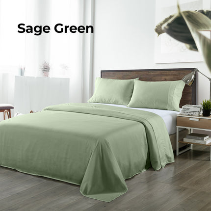 Royal Comfort Bamboo Blended Sheet & Pillowcases Set 1000TC Ultra Soft Bedding - Queen - Sage Green.