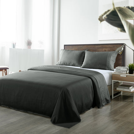 Royal Comfort Bamboo Blended Sheet & Pillowcases Set 1000TC Ultra Soft Bedding - Queen - Charcoal.