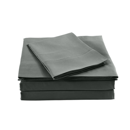 Royal Comfort Bamboo Blended Sheet & Pillowcases Set 1000TC Ultra Soft Bedding - Queen - Charcoal.