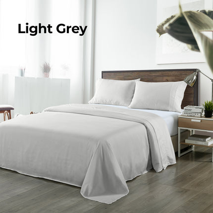 Royal Comfort Bamboo Blended Sheet & Pillowcases Set 1000TC Ultra Soft Bedding - Queen - Light Grey.
