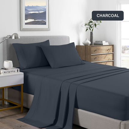 Royal Comfort 2000 Thread Count Bamboo Cooling Sheet Set Ultra Soft Bedding - Single - Charcoal.