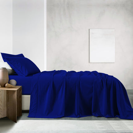 Royal Comfort Vintage Washed 100% Cotton Sheet Set Fitted Flat Sheet Pillowcases - Queen - White.