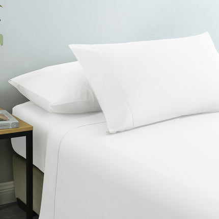 Royal Comfort Vintage Washed 100% Cotton Sheet Set Fitted Flat Sheet Pillowcases - King - White.