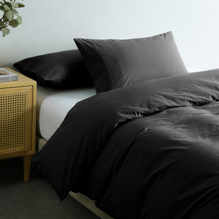 Royal Comfort Vintage Washed 100% Cotton Quilt Cover Set Bedding Ultra Soft - Single - Charcoal.