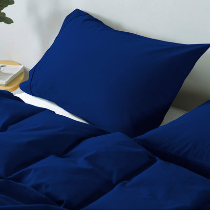Royal Comfort Vintage Washed 100% Cotton Quilt Cover Set Bedding Ultra Soft - Double - Royal Blue.