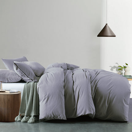 Royal Comfort Vintage Washed 100% Cotton Quilt Cover Set Bedding Ultra Soft - King - Grey.