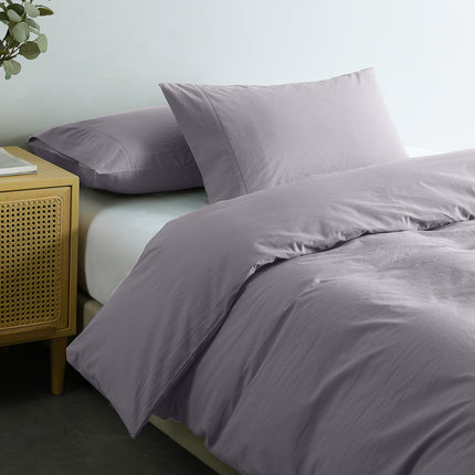 Royal Comfort Vintage Washed 100% Cotton Quilt Cover Set Bedding Ultra Soft - King - Grey.