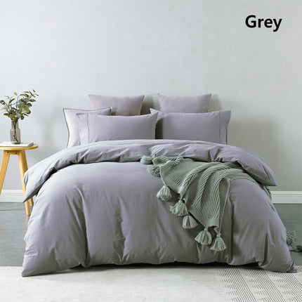Royal Comfort Vintage Washed 100% Cotton Quilt Cover Set Bedding Ultra Soft - King - Grey.