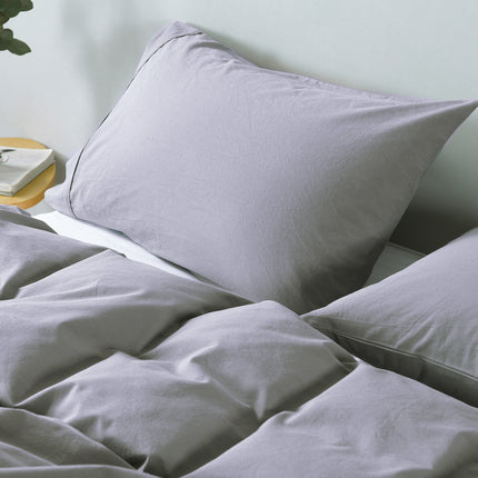 Royal Comfort Vintage Washed 100% Cotton Quilt Cover Set Bedding Ultra Soft - King - Grey.