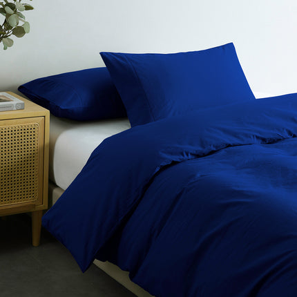 Royal Comfort Vintage Washed 100% Cotton Quilt Cover Set Bedding Ultra Soft - King - Royal Blue.