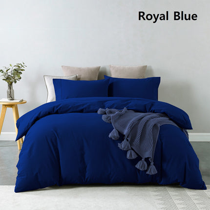 Royal Comfort Vintage Washed 100% Cotton Quilt Cover Set Bedding Ultra Soft - King - Royal Blue.