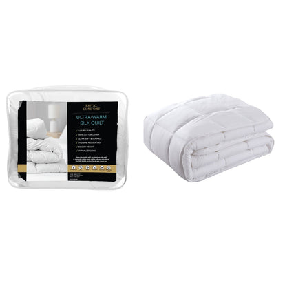 Royal Comfort 800GSM Silk Blend Quilt Duvet Ultra Warm Winter Weight  - Single - White.