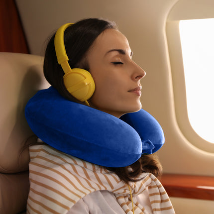 Milano Decor Memory Foam Travel Neck Pillow With Clip Cushion Support Soft Blue.