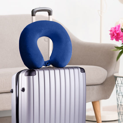 Milano Decor Memory Foam Travel Neck Pillow With Clip Cushion Support Soft Blue.
