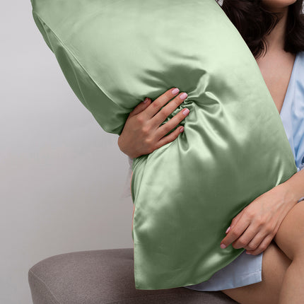 Casa Decor Luxury Satin Pillowcase Twin Pack Size With Gift Box Luxury - Sage Green.