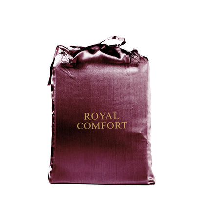 Royal Comfort Satin Sheet Set 3 Piece Fitted Sheet Pillowcase Soft  - King - Malaga Wine.