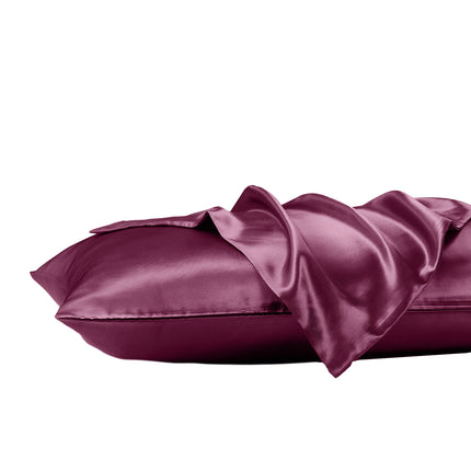 Royal Comfort Satin Sheet Set 3 Piece Fitted Sheet Pillowcase Soft  - King - Malaga Wine.